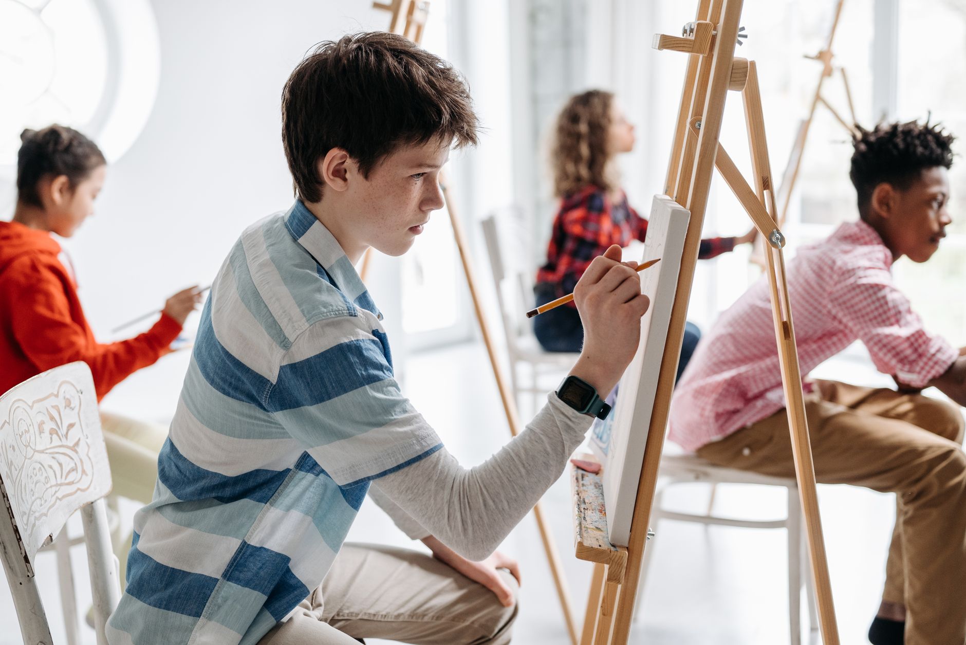 Young people in a creative workshop